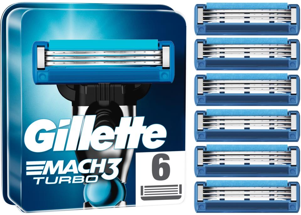 Gillette Mach3 Turbo Men’s Razor Blade Refills, 6 Pcs