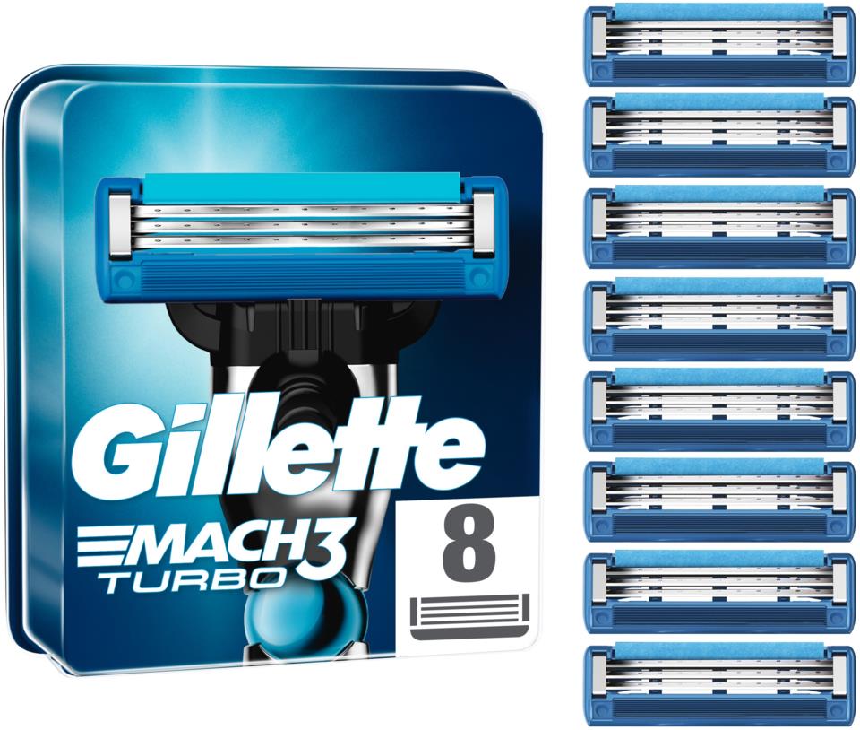 Gillette Mach3 Turbo Men’s Razor Blade Refills, 8 Pcs