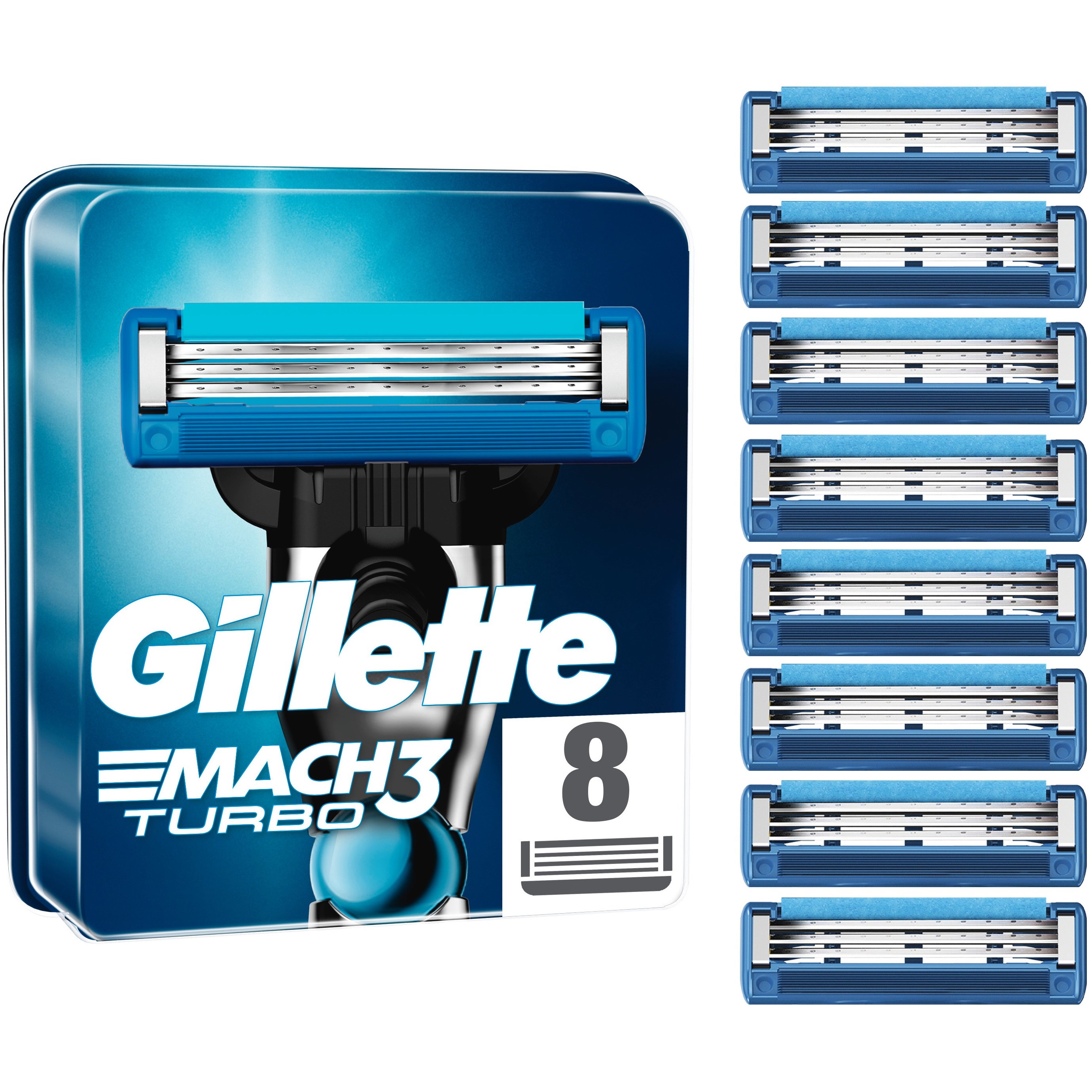 Läs mer om Gillette Mach3 Turbo Men’s Razor Blade Refills 8 st