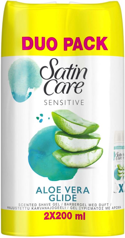 Gillette Satin Care Shaving Gel Sensitive Aloe Vera Glide 2 x 200 ml