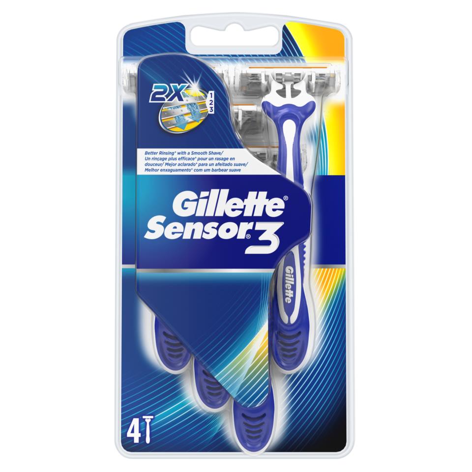 Gillette Sensor3 engångsrakhyvlar för män 4-pack