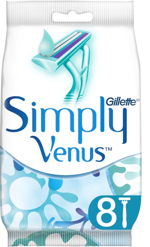 Gillette Simply Venus partaveitsen pakkaus, sisältää 8 terää.