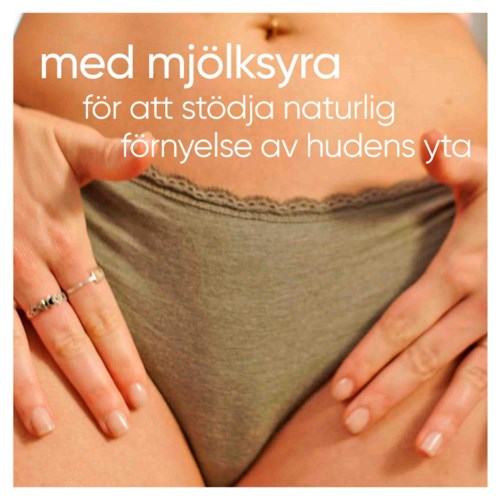 Teksti kertoo maitohapporehun käytöstä luonnollisen ihon uudistumisen tukemiseksi, kädet iholla taustalla.