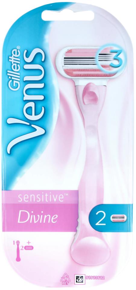 Gillette Venus Divine Sensitive damrakhyvel handtag + 2 blad