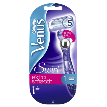 Gillette Venus Swirl rakhyvel med extra släta blad och FlexiBall-huvud för bättre anpassning.