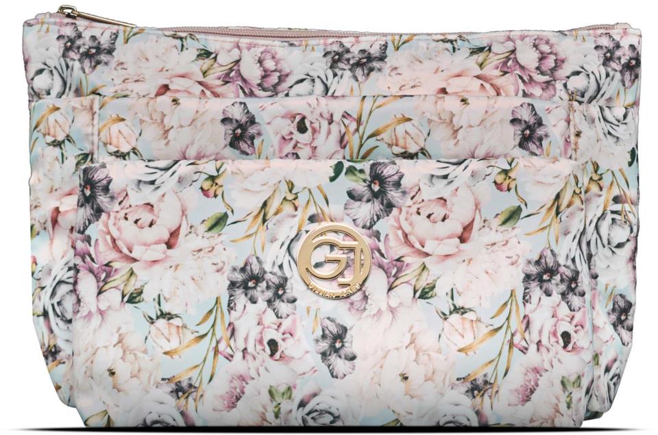 Gillian Jones 3-Compartment Cosmetic Bag Pink Large Floral Print