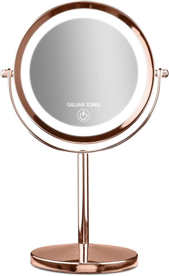 Gillian Jones Table Mirror with LED Light & Touch x1/10 Magnification Rose Gold