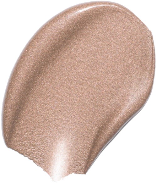 En beige, tekstureret makeup-svamp med afrundede kanter og dråbefasong.