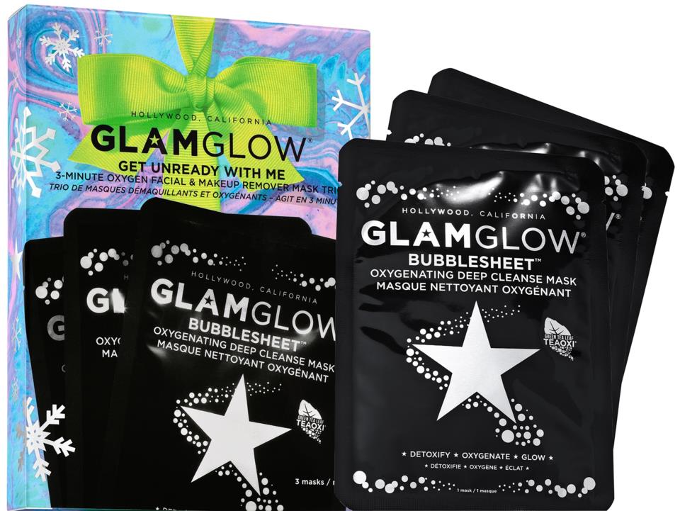 Glamglow Get Unready With Me 3-Minute Oxygen Facial & Makeup Remover Mask Trio Set