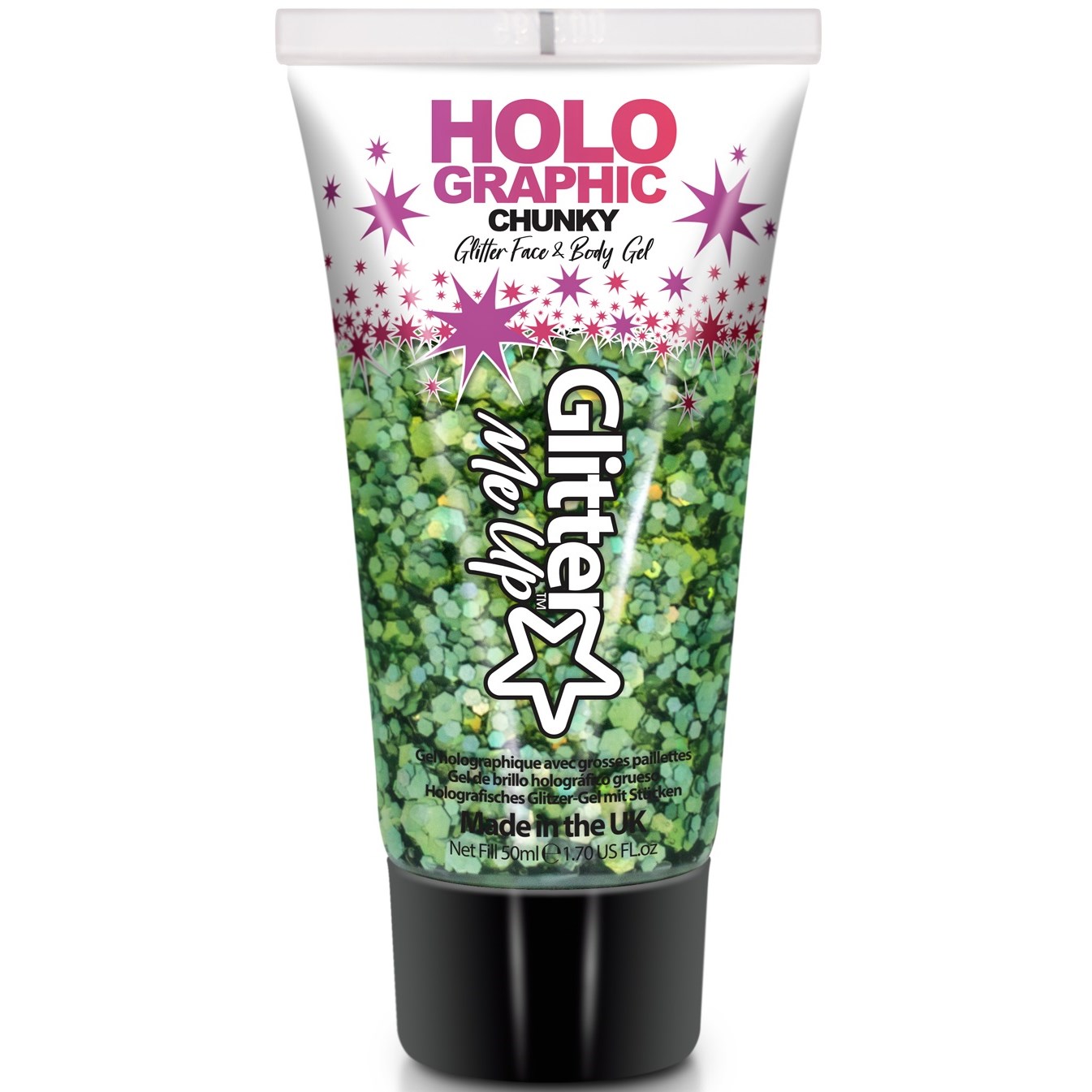 Holographic Face & Body Glitter Gel Green Envy