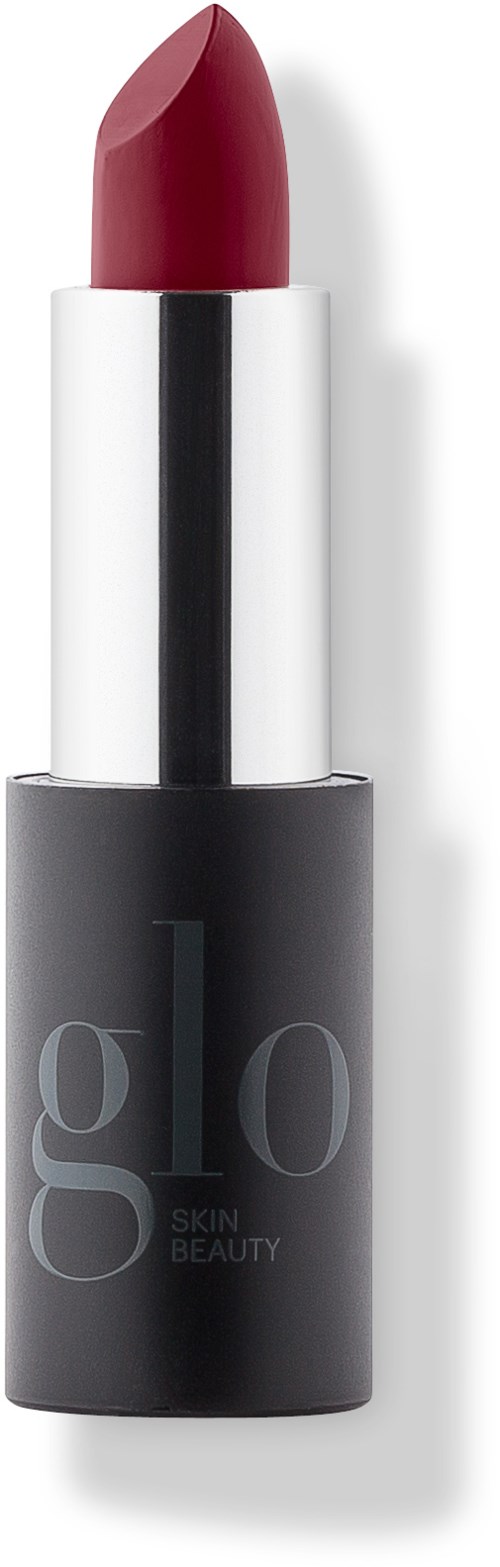 Lipstick with a dark gray base, white middle section, and red lip color. It appears as a makeup product.