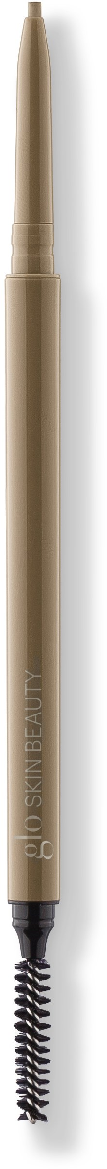 Beige øyenbrynspenn med en spoolie-børste i enden. Enkel design, brukes til sminke.
