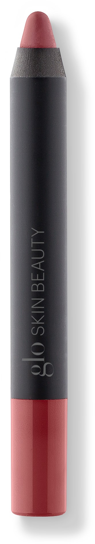 En dobbeltsidig sminkstift, med rosa-beige i den ene enden og rødlig i den andre, merket "glo SKIN BEAUTY."