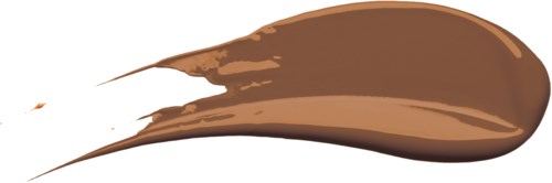 Et strek av brun sminke eller krem med spiss ende og glatt tekstur.