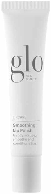 En vit tub av Glo Skin Beauty Lipcare Smoothing Lip Polish för mild exfoliering av läpparna.