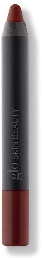En leppestiftkritt med en mørkegrå kropp og rødbrun spiss, merket 'SKIN BEAUTY' på siden.