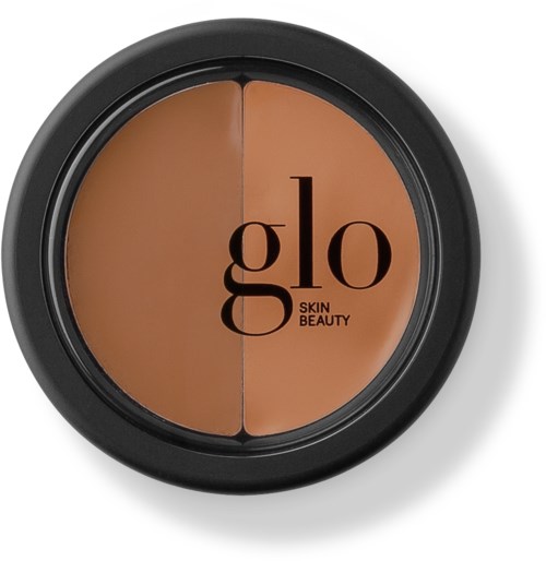 Ronde compacte met twee tinten bronzer en het logo 'glo Skin Beauty' op de deksel.