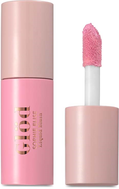 Pink leppeglossrør med åpen påføring som viser rosa gloss inni.