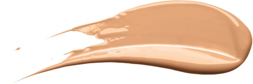 En stripe med beige flytende concealermousse eller foundation på svart bakgrunn.