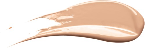 Een beige vloeistof gespreid in een boogvorm op een witte achtergrond.