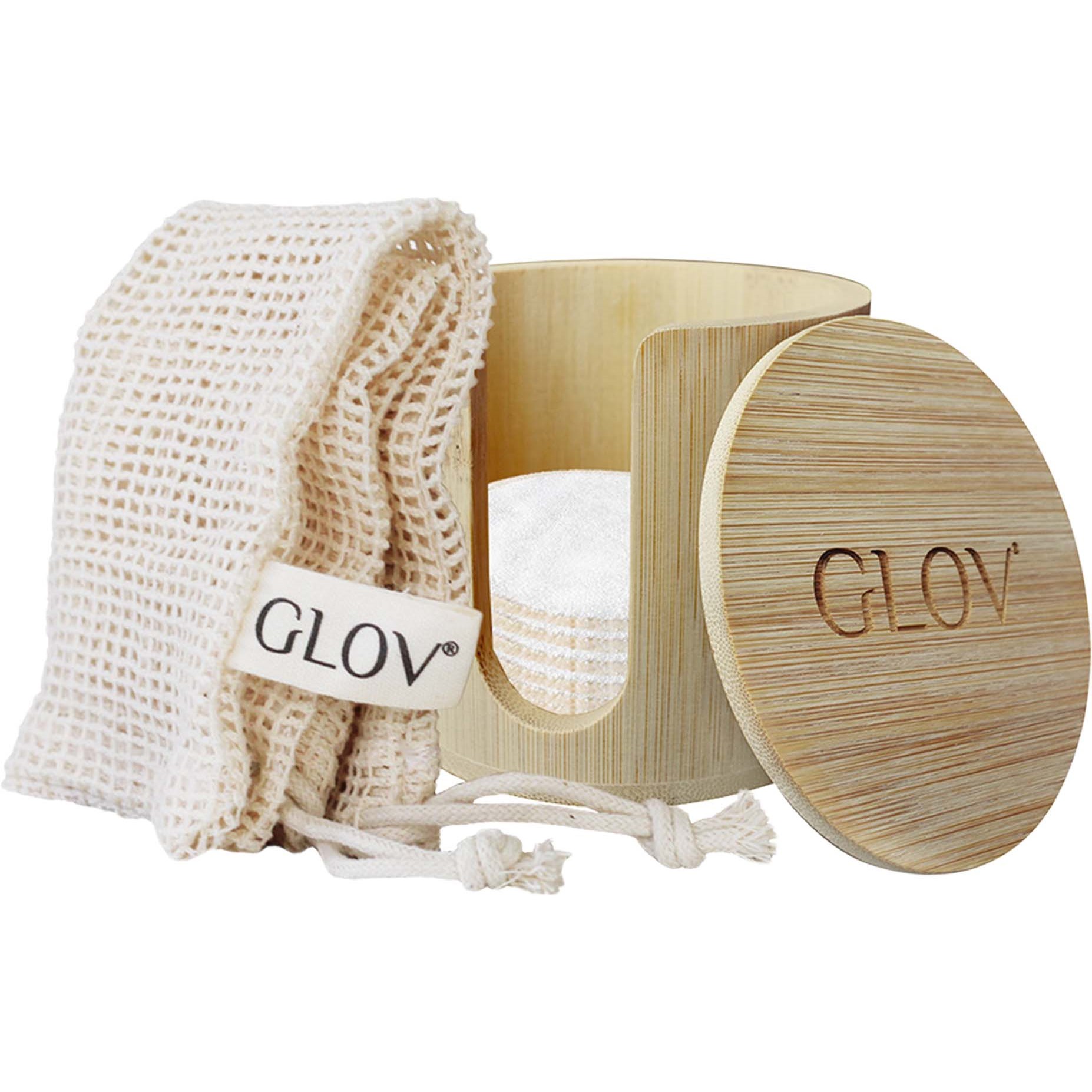 Glov Bamboleo bambusklude 7 stk + vaskenät 1 stk + bambusorganizer 1 stk