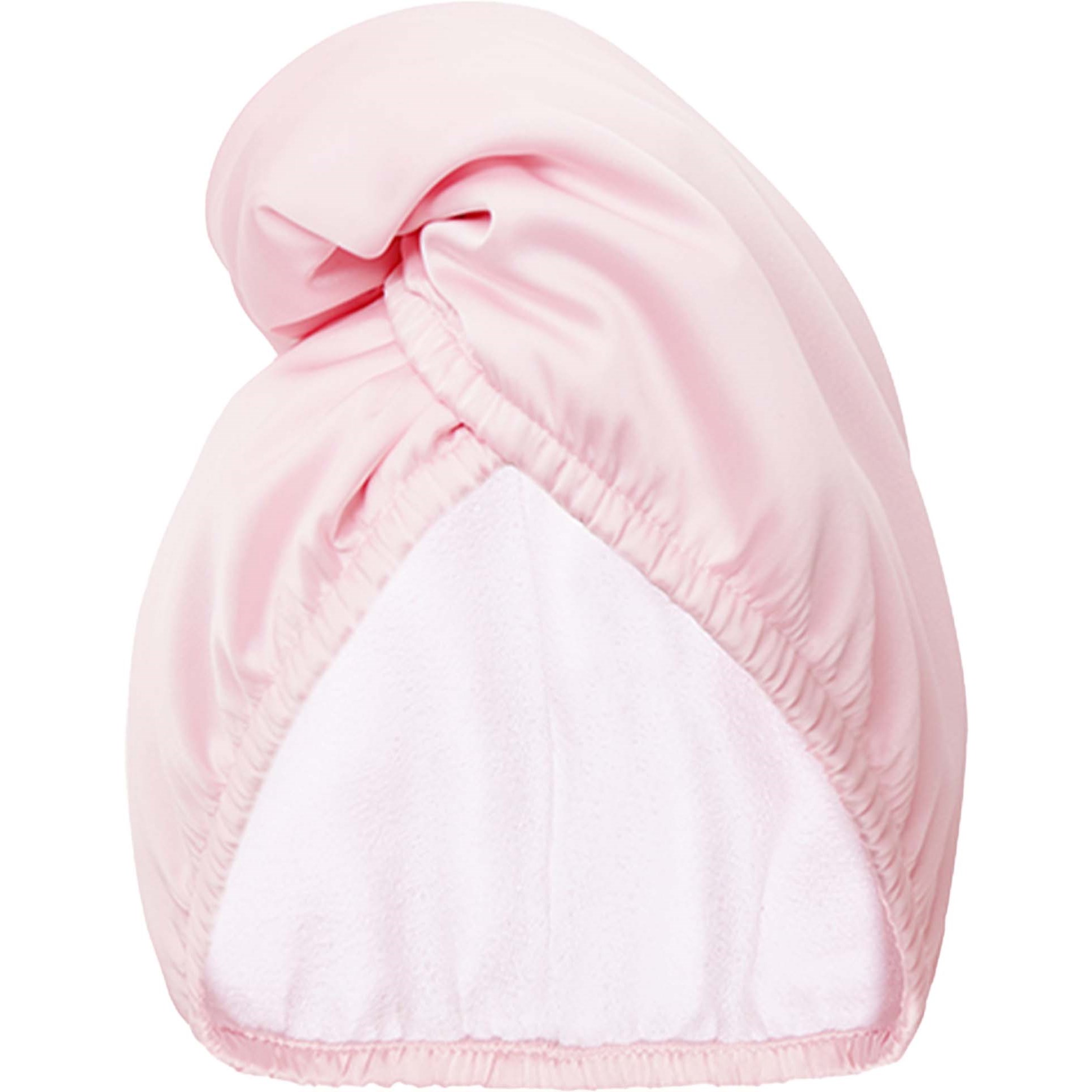 Glov dobbeltsidet turbanhårhåndklæde i mikrofiber og vegansk satin, hurtig tørring mod frizz Satin Pink