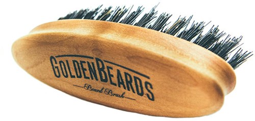 Träborste med svarta borst och 'GOLDENBEARDS'-logga.