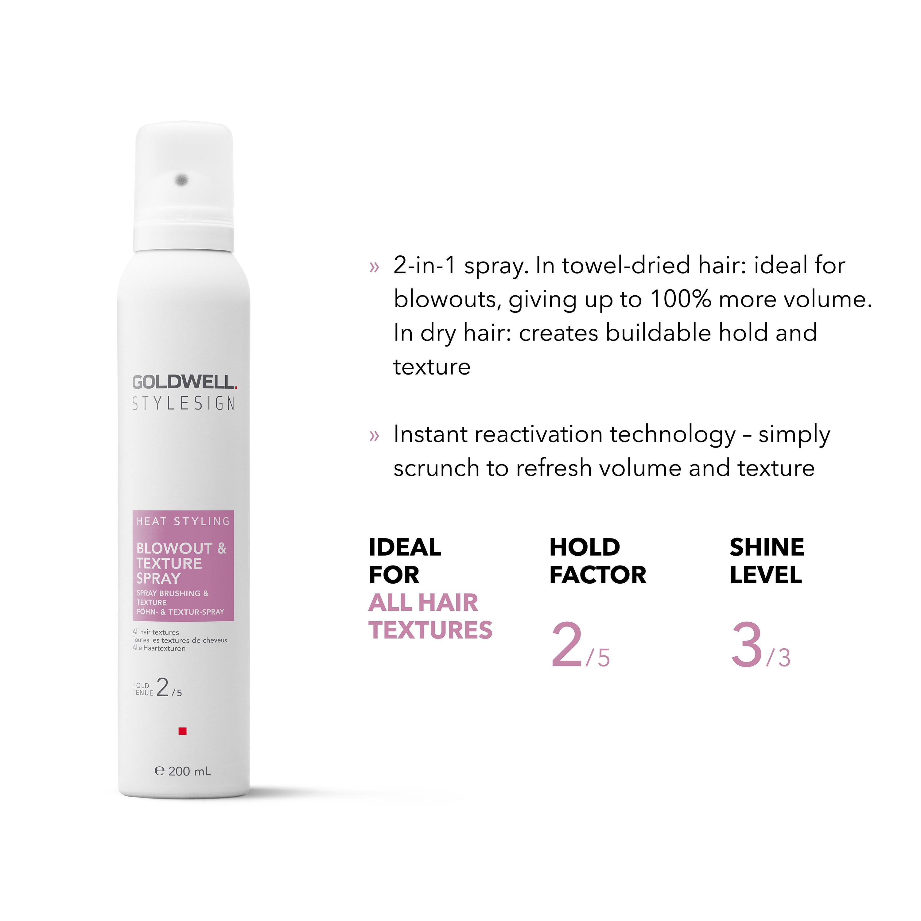 Alternativ bild 1 för Goldwell StyleSign Heat Styling Blowout & Texture Spray  200 ml