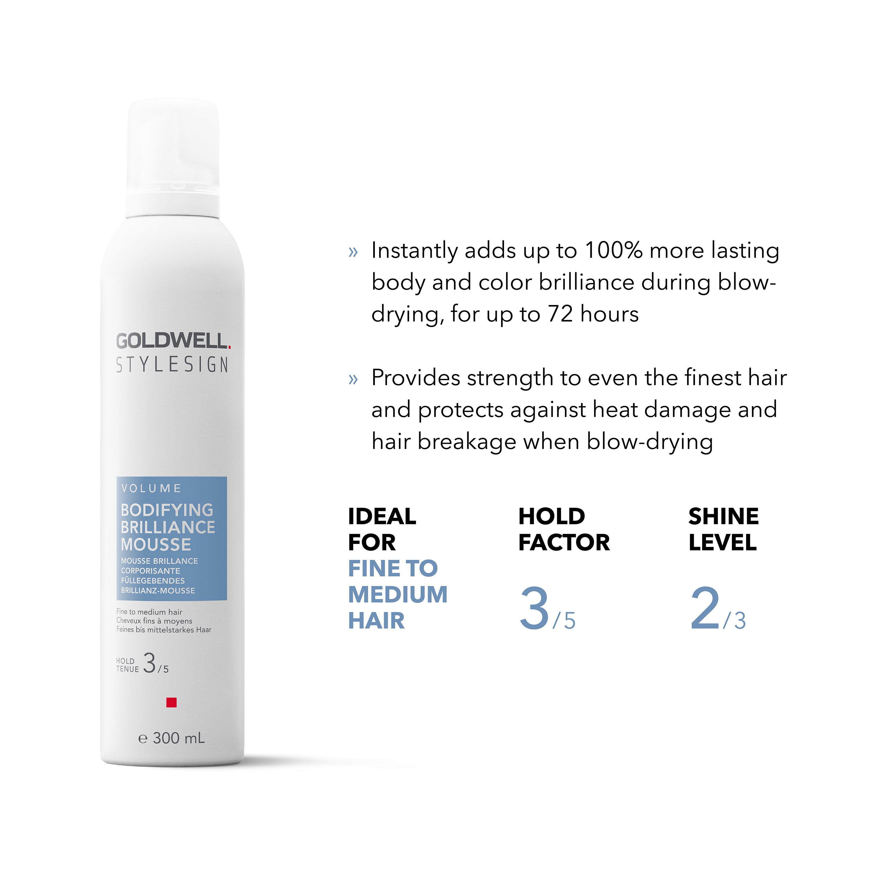 Alternativ bild 1 för Goldwell StyleSign  Volume Bodifying Brilliance Mousse  300 ml