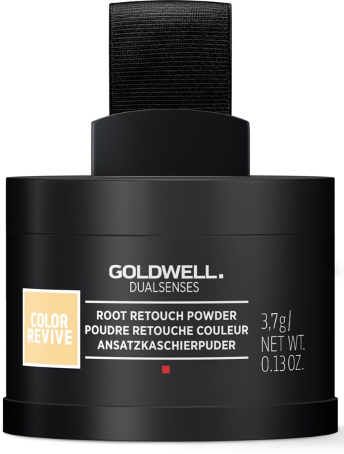 En svart behållare med Goldwell rootspray med sprayhuvud på toppen.