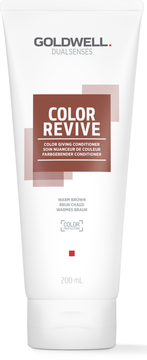 Weiße Tube mit braunem und beigem Design, beschriftet 'GOLDWELL COLOR REVIVE' für Haarfarbe.