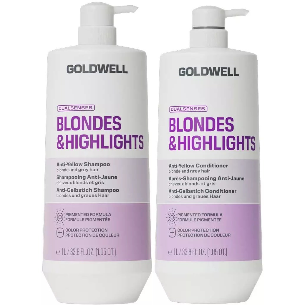 Goldwell Dualsenses Blondes & Highlights Bundle Anti-Yellow Shampoo 1000 ml & Conditioner 1000 ml