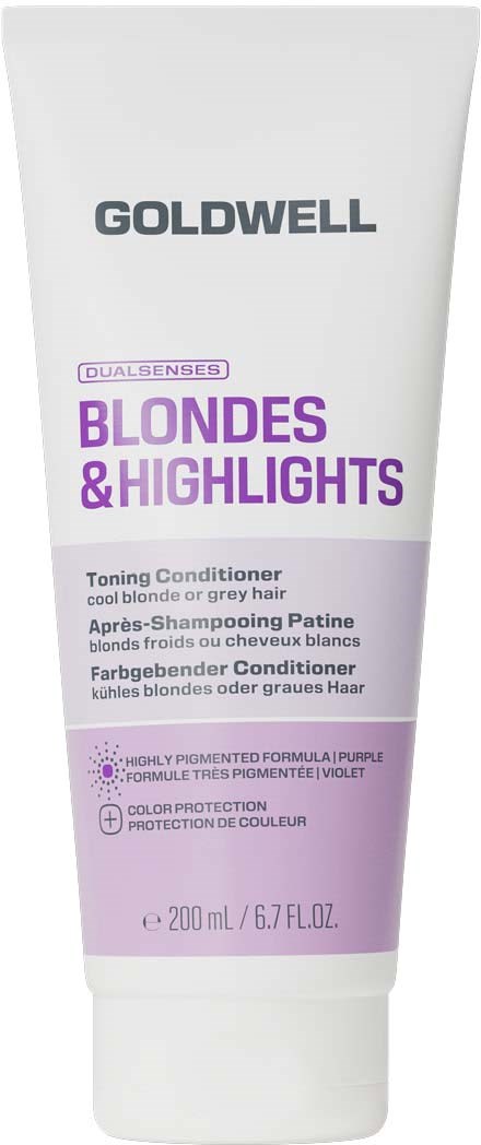 Tub med Goldwell blondiner och highlights tonerkonditionering för svalt blond eller grått hår, 200 ml.