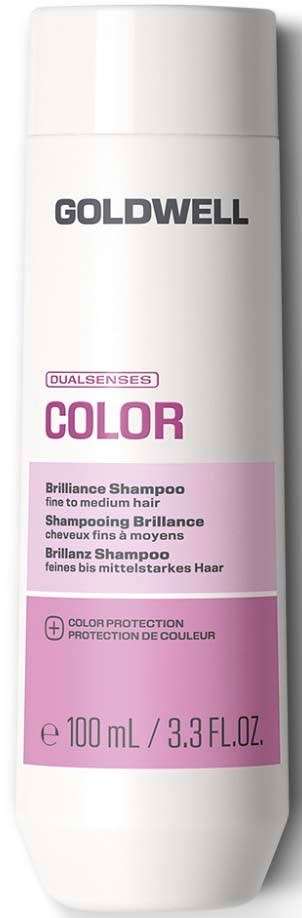 Goldwell Dualsenses Color Brilliance Shampoo-flaska med rosa och vit etikett.