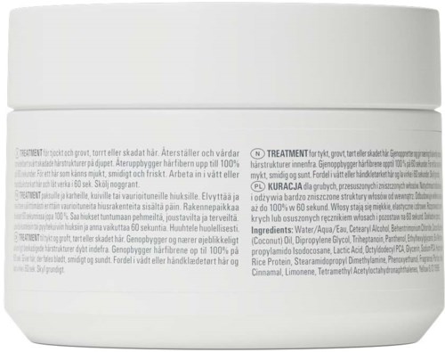 Nutrient treatment cream jar with product description and ingredients in multiple languages.