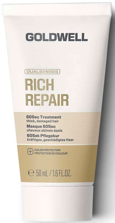 Goldwell Rich Repair Haarbehandlungstube mit gold-weißer Verpackung, 50 ml. Produkte für geschädigtes, dickes Haar.
