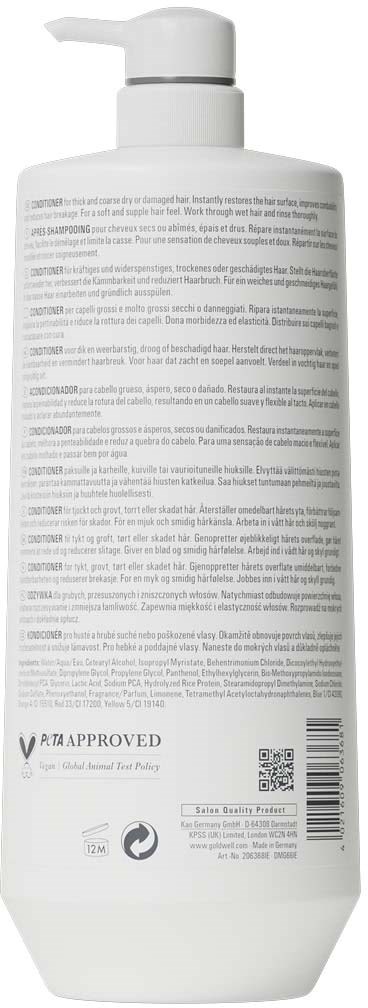 Vit flaska med pumptop, troligen en hud- eller hårvårdsprodukt.