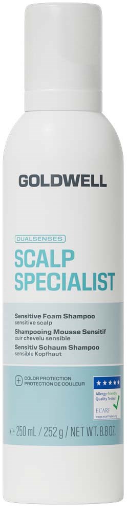 Goldwell Kopfhaut-Pflege-Shampoo mit weißem und blauem Etikett, 250 ml.