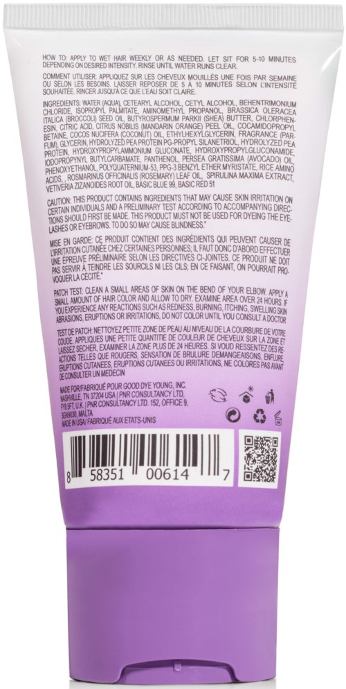 Een paarse en witte tube met tekst aan de achterkant, waarschijnlijk een huidverzorgings- of cosmeticaproduct.