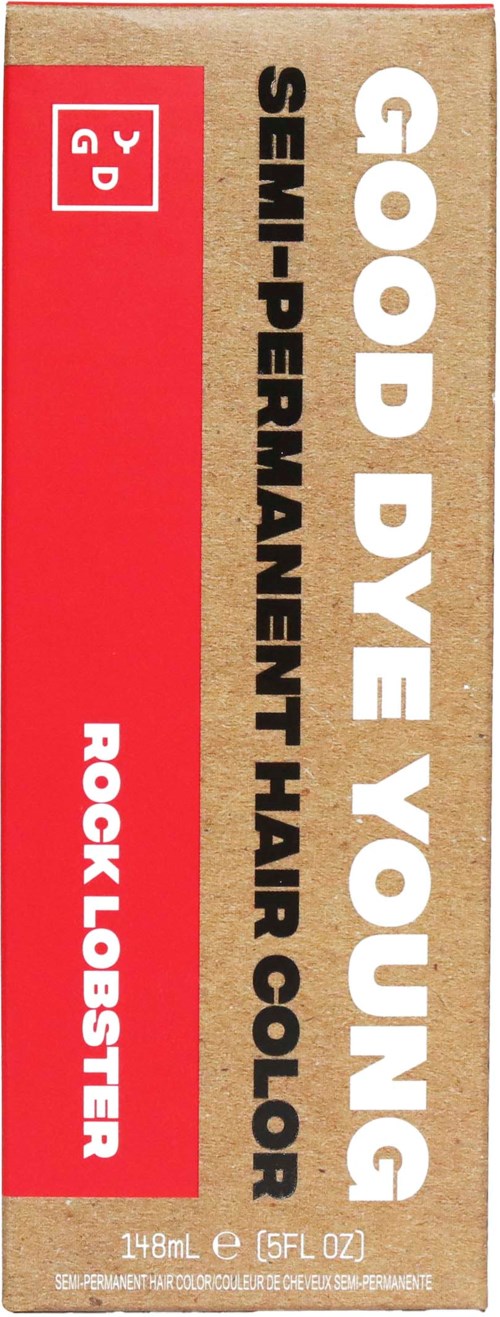 Box of semi-permanent hair color, labeled 'Rock Lobster', with a red and beige design, 148ml.