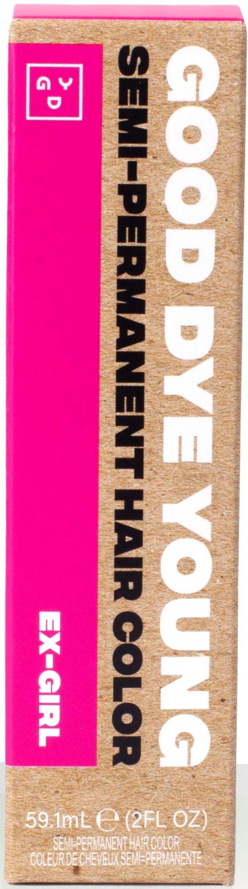 A box of hair dye with pink and beige colors, claiming to be semi-permanent for young girls.