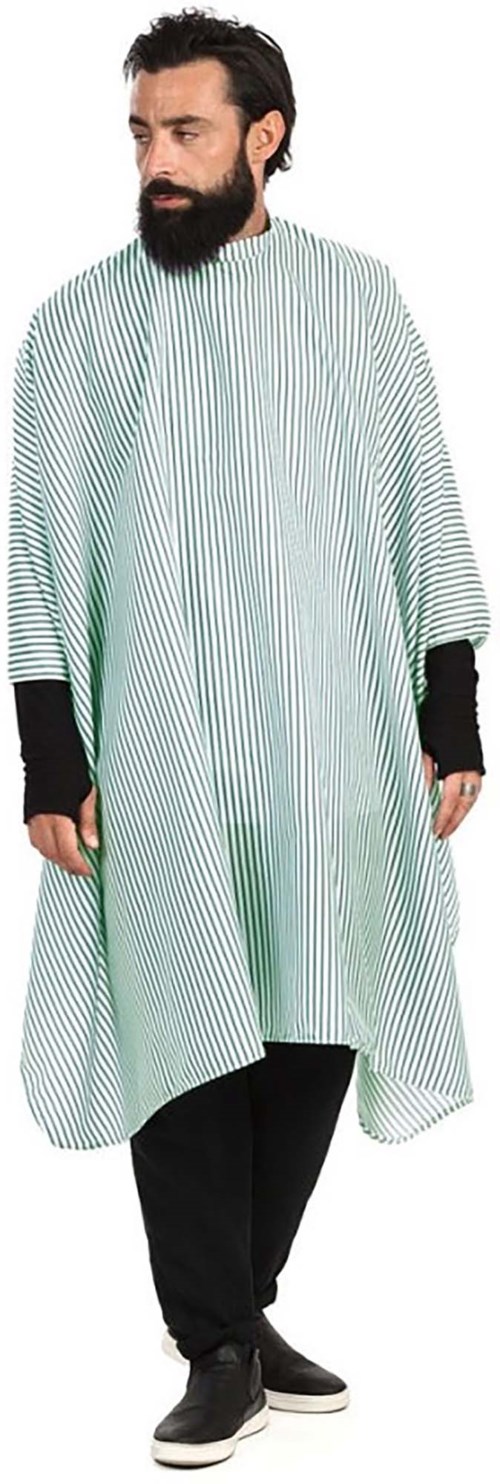 Gordon Barber Cutting Cape with Green Stripes