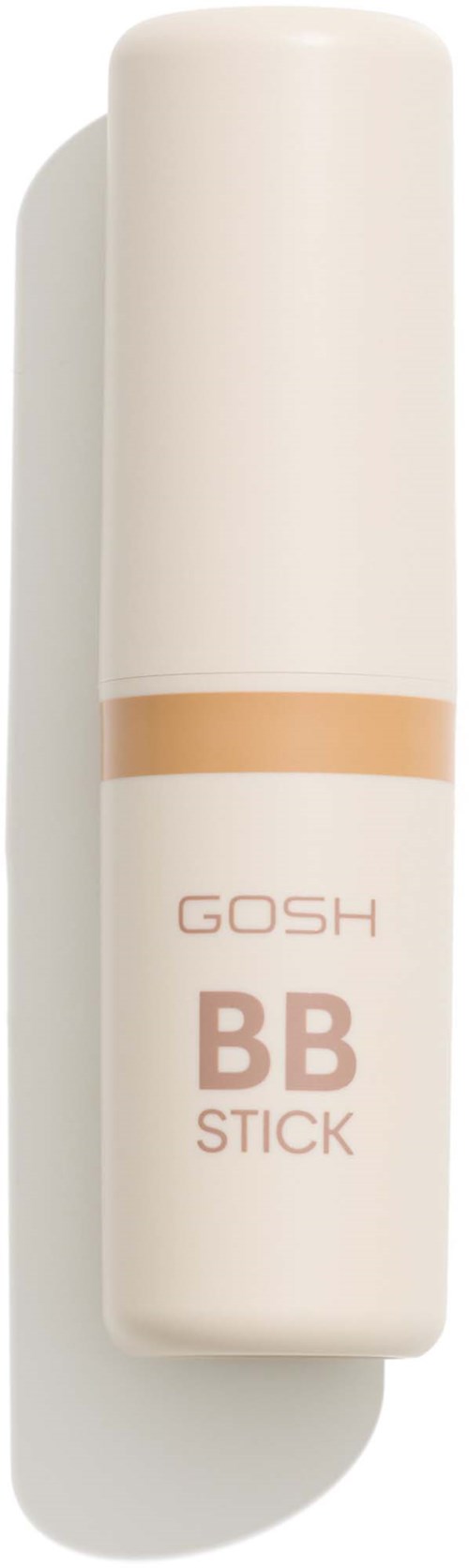 Eine weiße Tube mit der Aufschrift GOSH BB STICK, mit beigeem Streifen oben, für Make-up.
