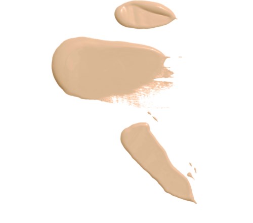 Fyra drag av beige kräm, olika storlekar och former, på en vit bakgrund.