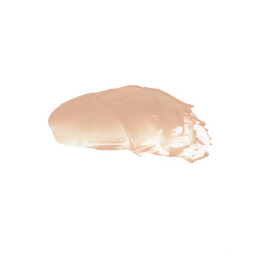 Ein Klecks Beigefarbe, möglicherweise Foundation oder Concealer, auf weißem Hintergrund.