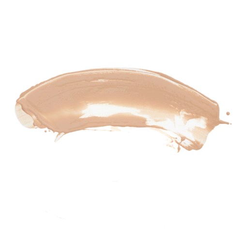 Ein beige oder nude-farbener Make-up-Pinselstrich auf weißem Hintergrund.
