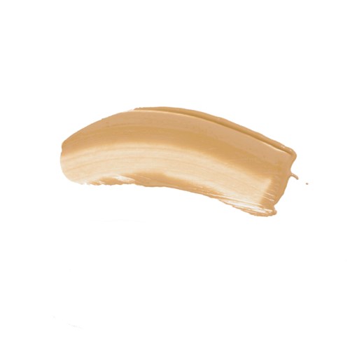 Ein beiger Make-up-Pinselstrich auf weißem Hintergrund.