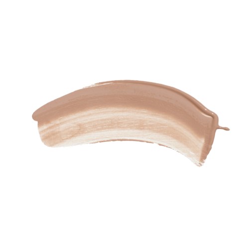 Eine beige, gebogene Make-up- oder Schönheitscreme/Strich auf weißem Hintergrund.