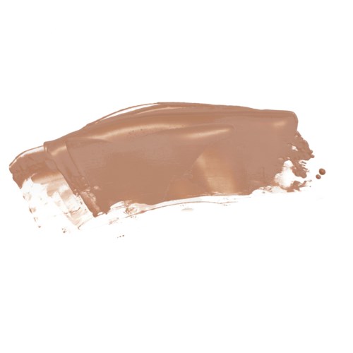Ein Streifen hellbrauner Makeup- oder Foundationschminke auf weißem Hintergrund.