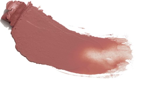 En smet av rosa-beige smink eller kräm på en vit bakgrund.